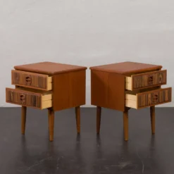 Tables de chevet en teck du milieu du siècle avec incrustations en palissandre, Danemark, années 1960