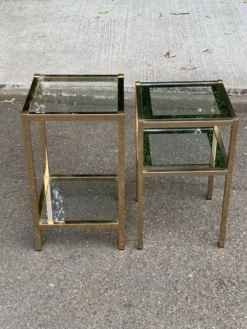2 tables de chevets bout de canapé en laiton et verre transparent Maison Ja