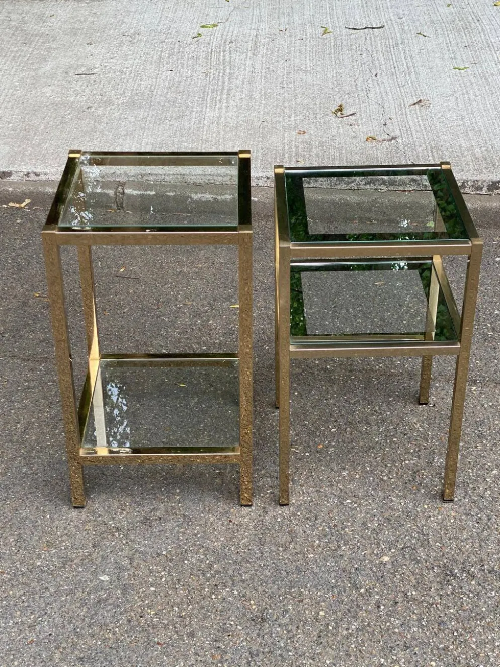 2 tables de chevets bout de canapé en laiton et verre transparent Maison Ja