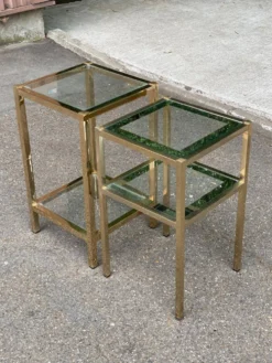2 tables de chevets bout de canapé en laiton et verre transparent Maison Ja