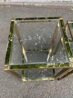 2 tables de chevets bout de canapé en laiton et verre transparent Maison Ja