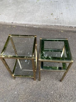 2 tables de chevets bout de canapé en laiton et verre transparent Maison Ja