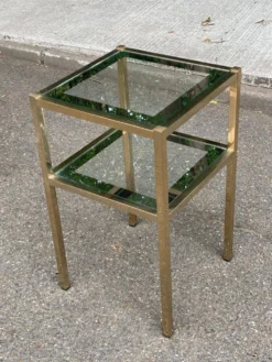 2 tables de chevets bout de canapé en laiton et verre transparent Maison Ja