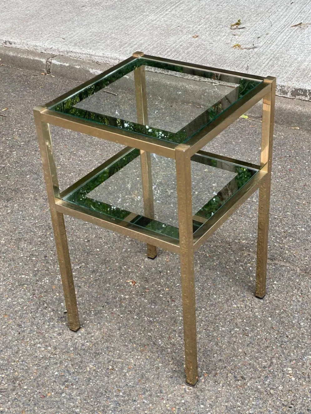 2 tables de chevets bout de canapé en laiton et verre transparent Maison Ja