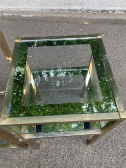2 tables de chevets bout de canapé en laiton et verre transparent Maison Ja