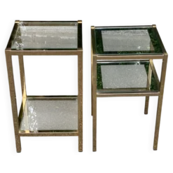 2 tables de chevets bout de canapé en laiton et verre transparent Maison Ja