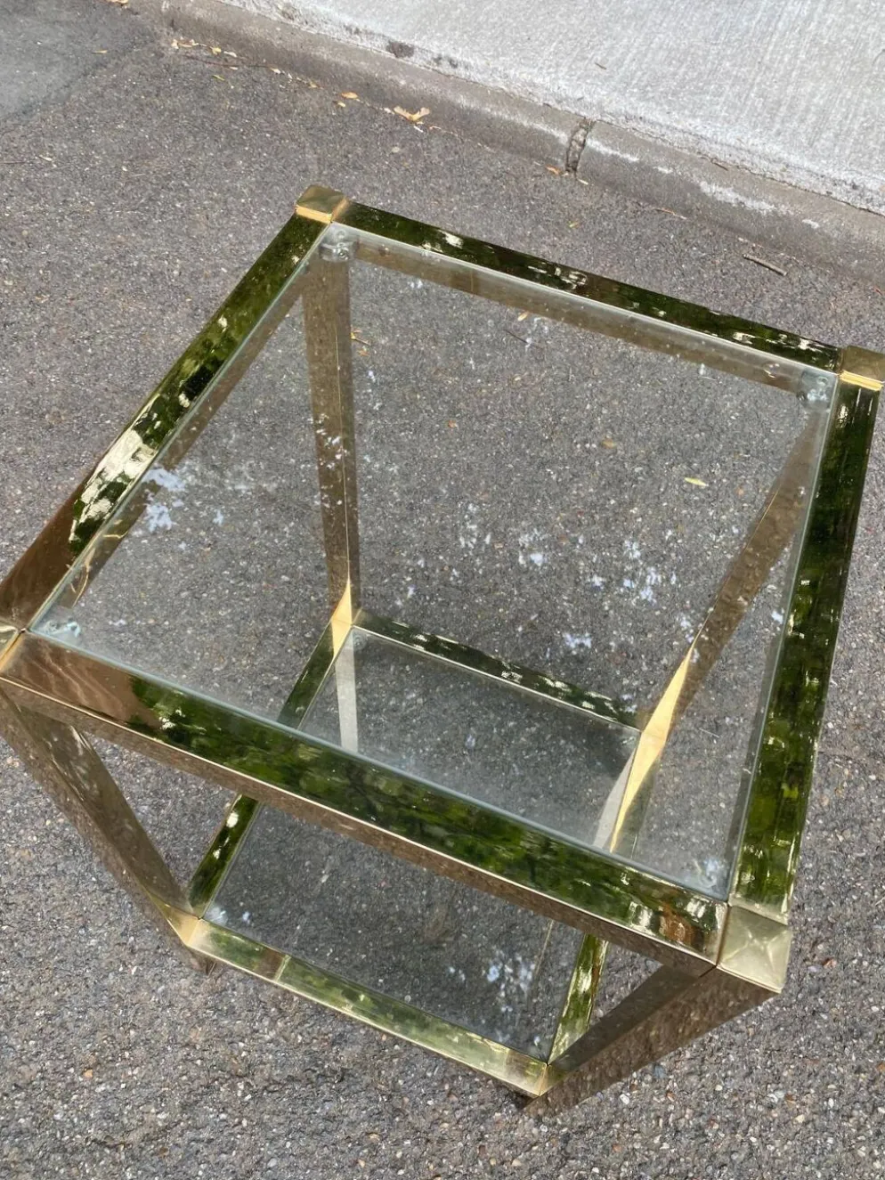 2 tables de chevets bout de canapé en laiton et verre transparent Maison Ja