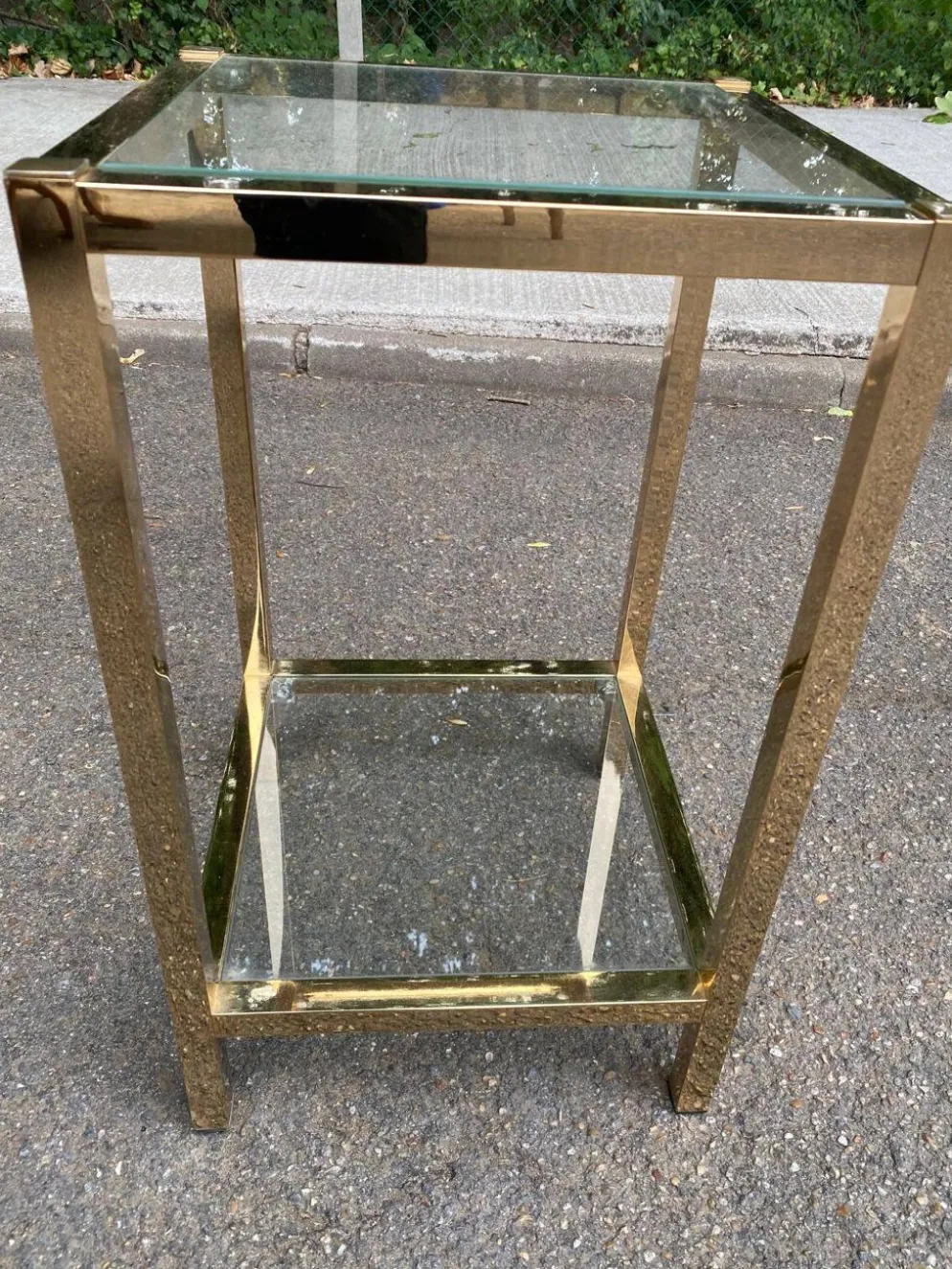2 tables de chevets bout de canapé en laiton et verre transparent Maison Ja