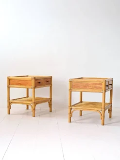 Tables de chevet vintage en bambou