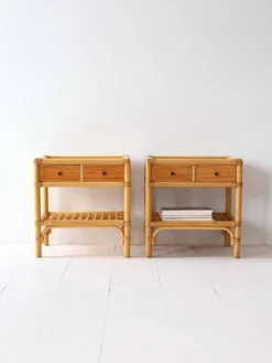 Tables de chevet vintage en bambou