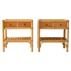 Tables de chevet vintage en bambou