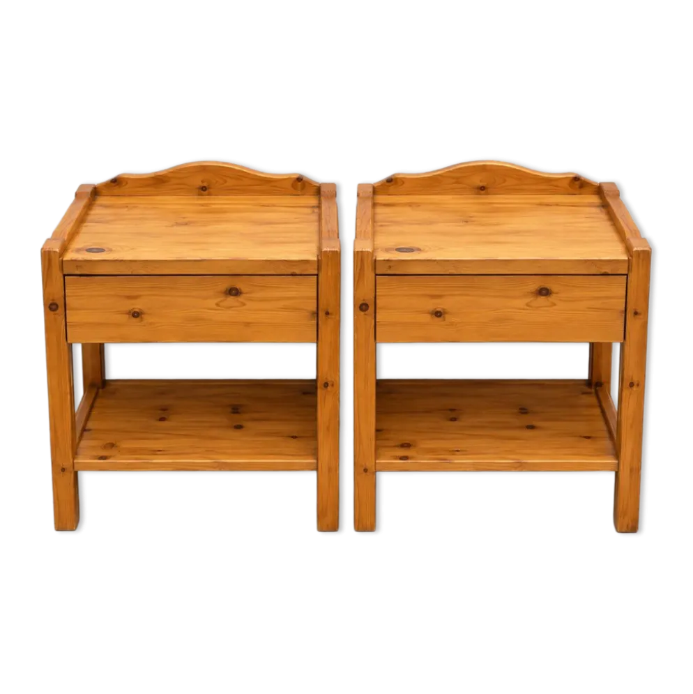 2 tables de chevet vintage en bois