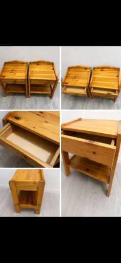 2 tables de chevet vintage en bois