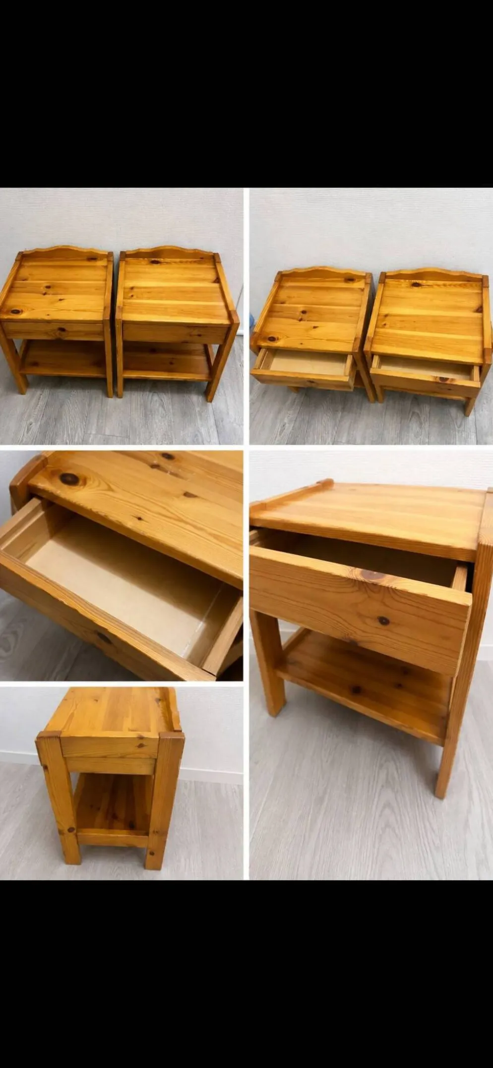 2 tables de chevet vintage en bois
