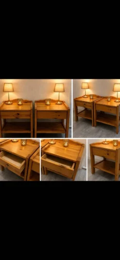 2 tables de chevet vintage en bois