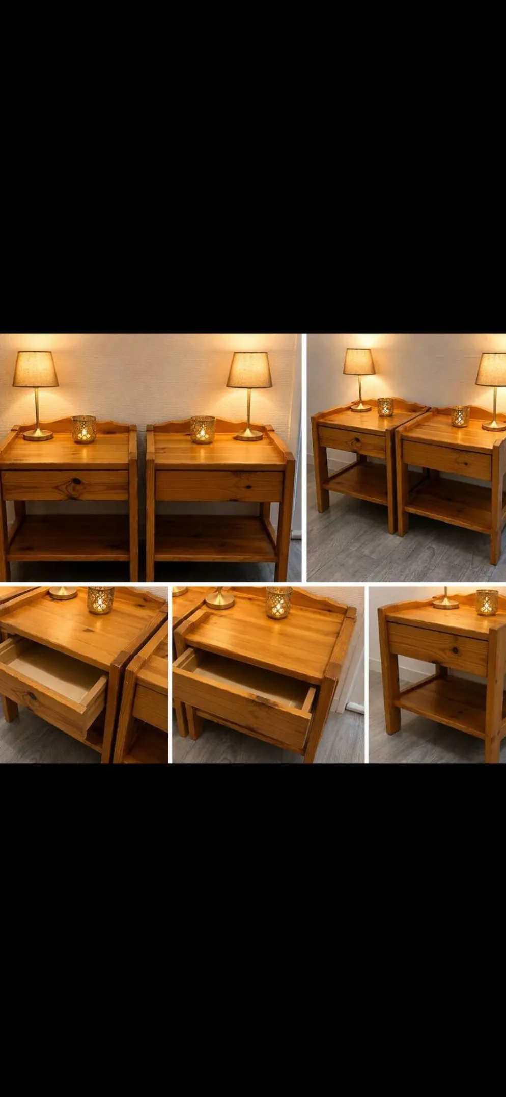 2 tables de chevet vintage en bois