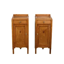 Tables de nuit Art Déco Amsterdam School en bois de chêne et verre, années 1930 Pays-Bas