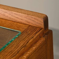 Tables de nuit Art Déco Amsterdam School en bois de chêne et verre, années 1930 Pays-Bas