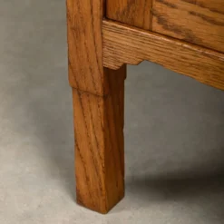 Tables de nuit Art Déco Amsterdam School en bois de chêne et verre, années 1930 Pays-Bas