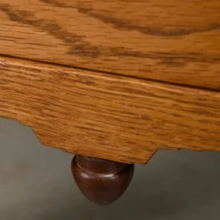 Tables de nuit Art Déco Amsterdam School en bois de chêne et verre, années 1930 Pays-Bas