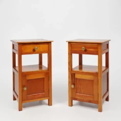 Tables de nuit Art Déco en bois, France, années 1940, ensemble de 2