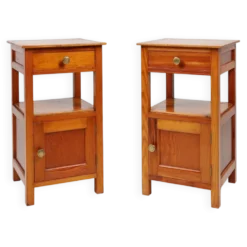 Tables de nuit Art Déco en bois, France, années 1940, ensemble de 2