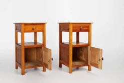 Tables de nuit Art Déco en bois, France, années 1940, ensemble de 2