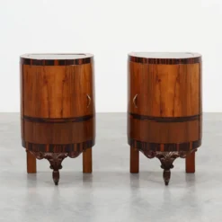 Tables de nuit Art Déco en noyer et marbre, Italie années 1920
