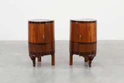Tables de nuit Art Déco en noyer et marbre, Italie années 1920