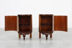 Tables de nuit Art Déco en noyer et marbre, Italie années 1920
