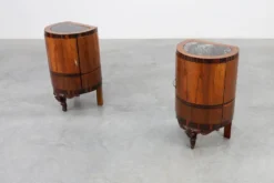 Tables de nuit Art Déco en noyer et marbre, Italie années 1920