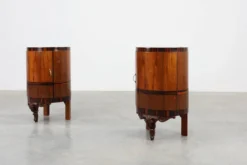 Tables de nuit Art Déco en noyer et marbre, Italie années 1920