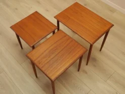 Tables en teck, design danois, années 1970, fabriqué au Danemark