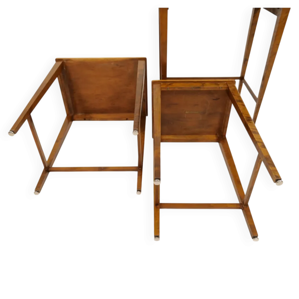 Tables gigognes Art déco en acajou et bouleau teinté, NK Suède, années 1940