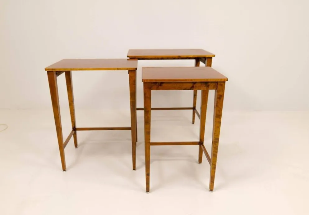 Tables gigognes Art déco en acajou et bouleau teinté, NK Suède, années 1940