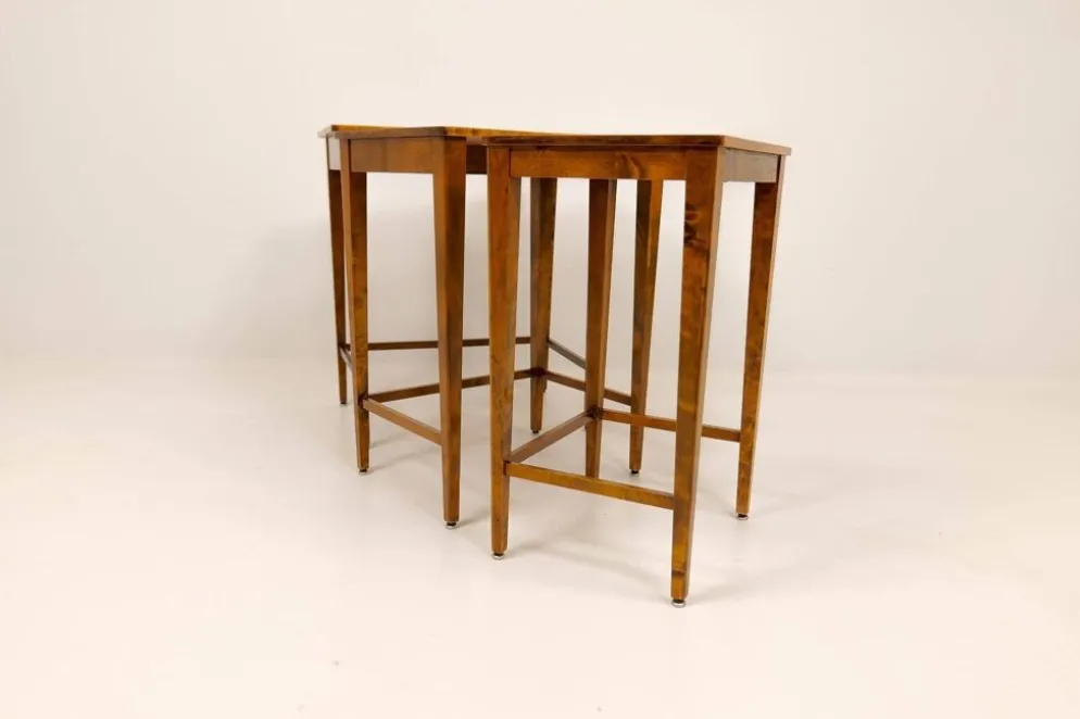 Tables gigognes Art déco en acajou et bouleau teinté, NK Suède, années 1940