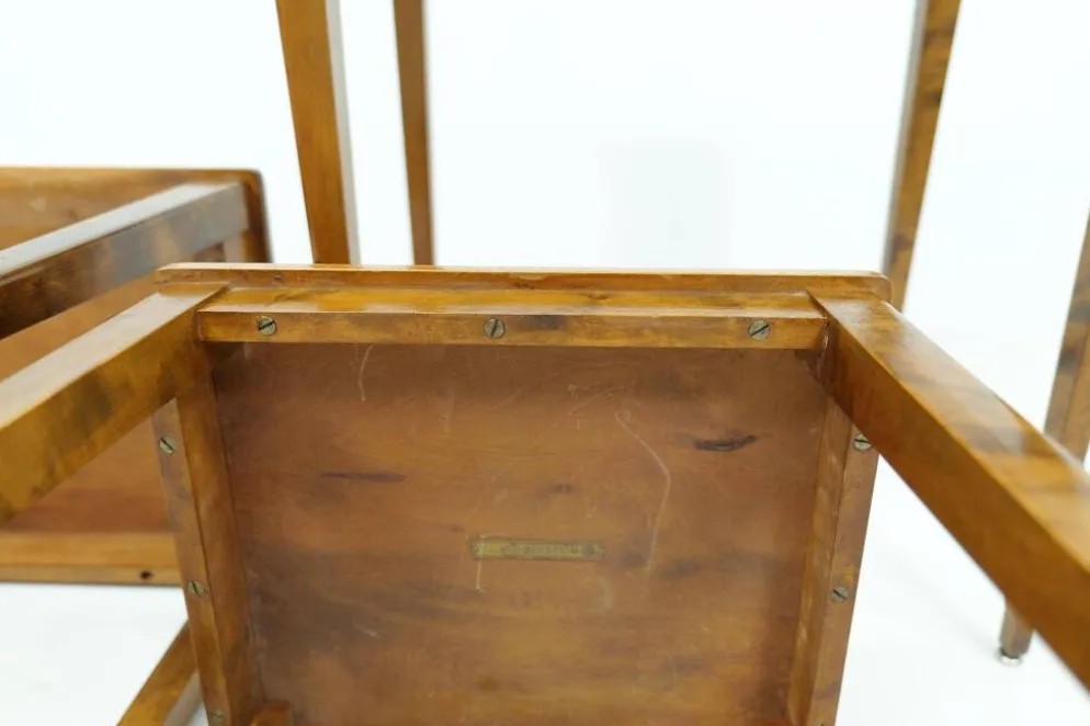 Tables gigognes Art déco en acajou et bouleau teinté, NK Suède, années 1940
