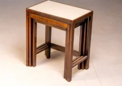 Tables gigognes Art Déco, ensemble de 3, milieu du 20e siècle, Tchécoslovaquie, 70 × 60,5 × 40 cm