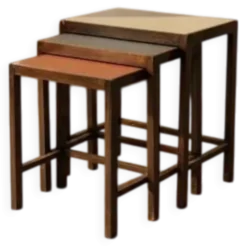 Tables gigognes Art Déco, ensemble de 3, milieu du 20e siècle, Tchécoslovaquie, 70 × 60,5 × 40 cm