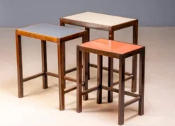 Tables gigognes Art Déco, ensemble de 3, milieu du 20e siècle, Tchécoslovaquie, 70 × 60,5 × 40 cm