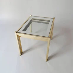 tables gigognes basse en métal doré et miroir années vintage 1970 design