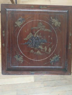 3 tables gigognes chinoises en bois et laiton