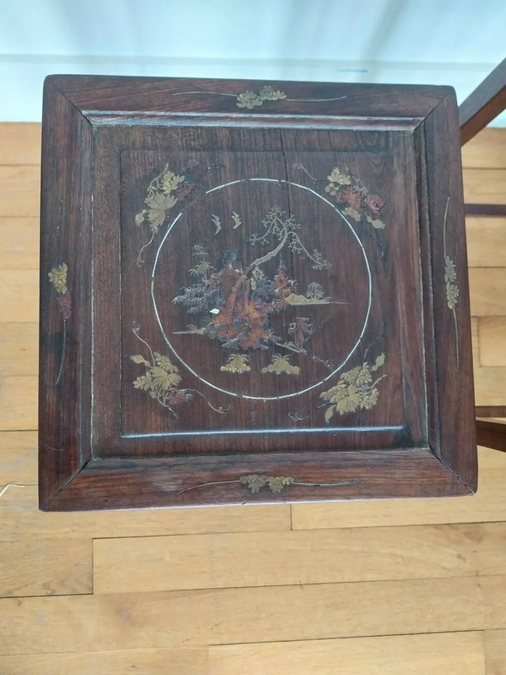 3 tables gigognes chinoises en bois et laiton