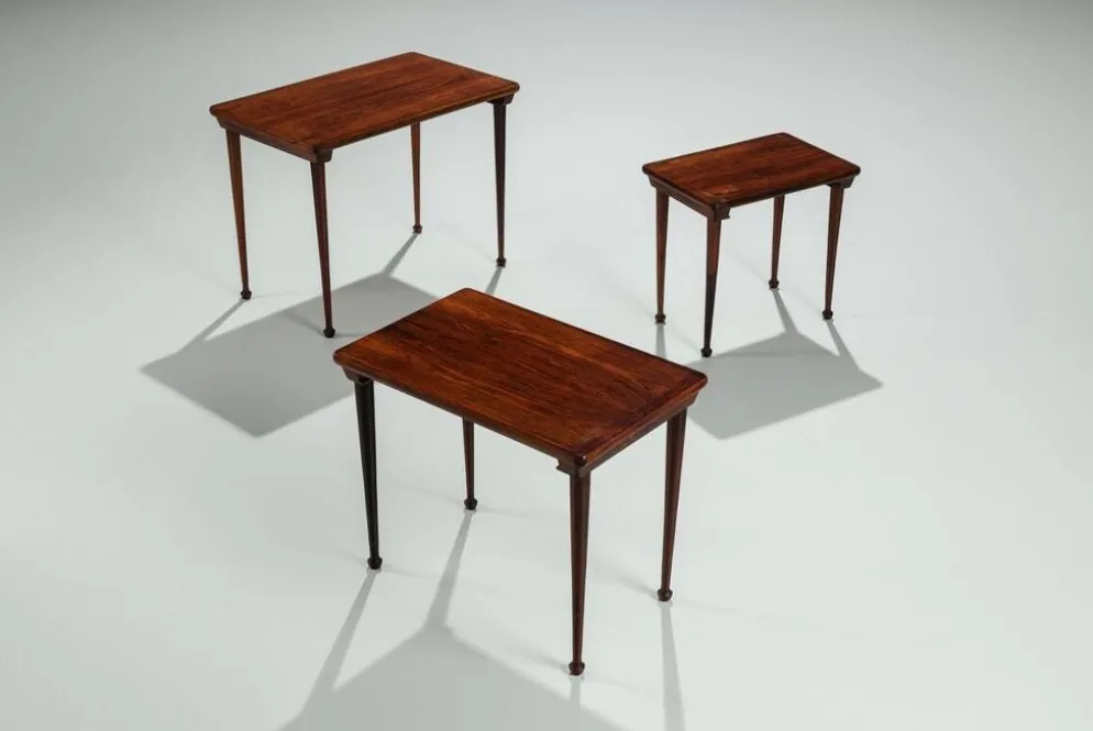 3 tables gigognes danoises en palissandre, Danemark, 1960