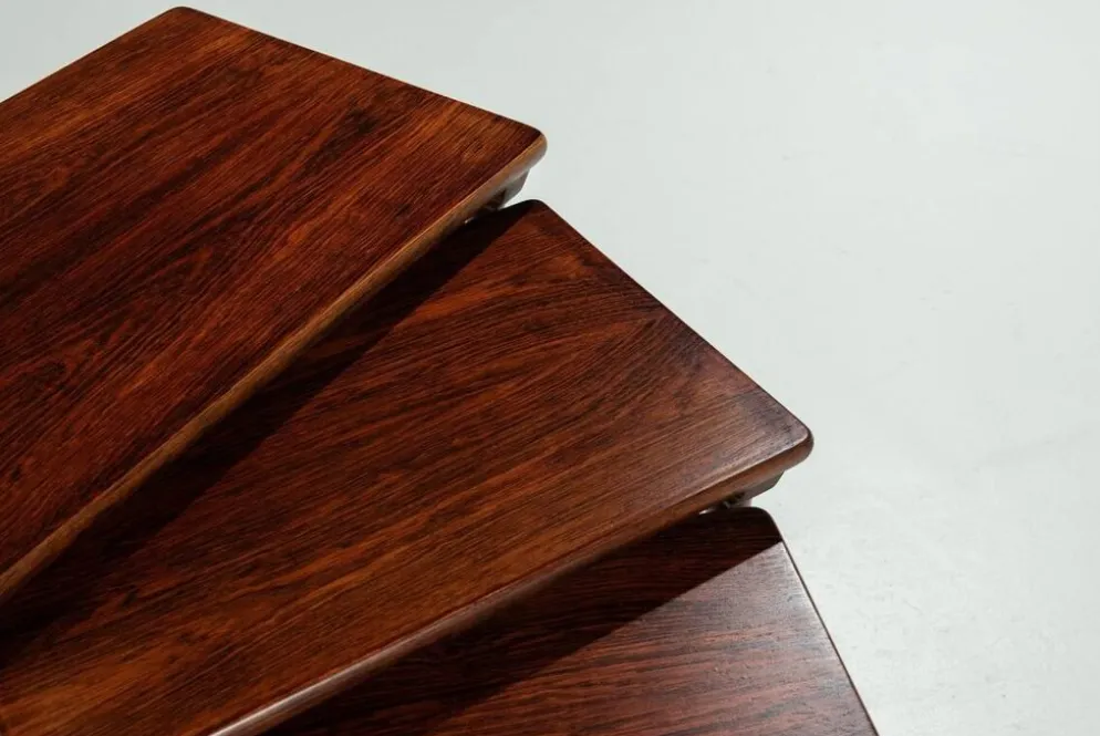 3 tables gigognes danoises en palissandre, Danemark, 1960