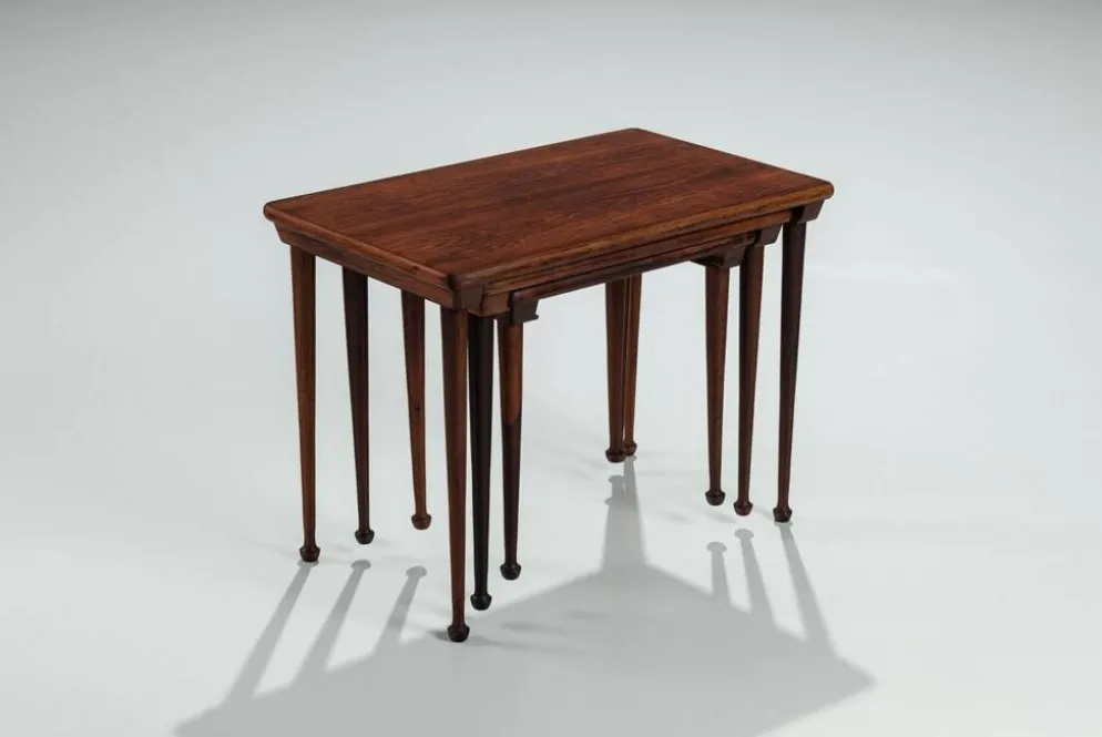 3 tables gigognes danoises en palissandre, Danemark, 1960