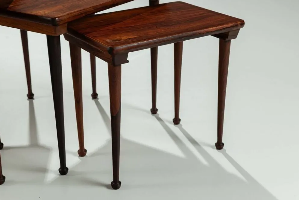3 tables gigognes danoises en palissandre, Danemark, 1960