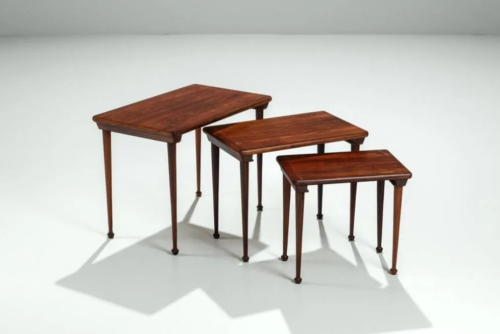 3 tables gigognes danoises en palissandre, Danemark, 1960