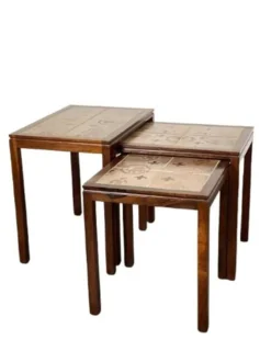 Tables gigognes danoises en palissandre et céramique par Willy Ryomgard, Mo