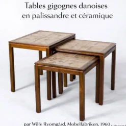 Tables gigognes danoises en palissandre et céramique par Willy Ryomgard, Mo